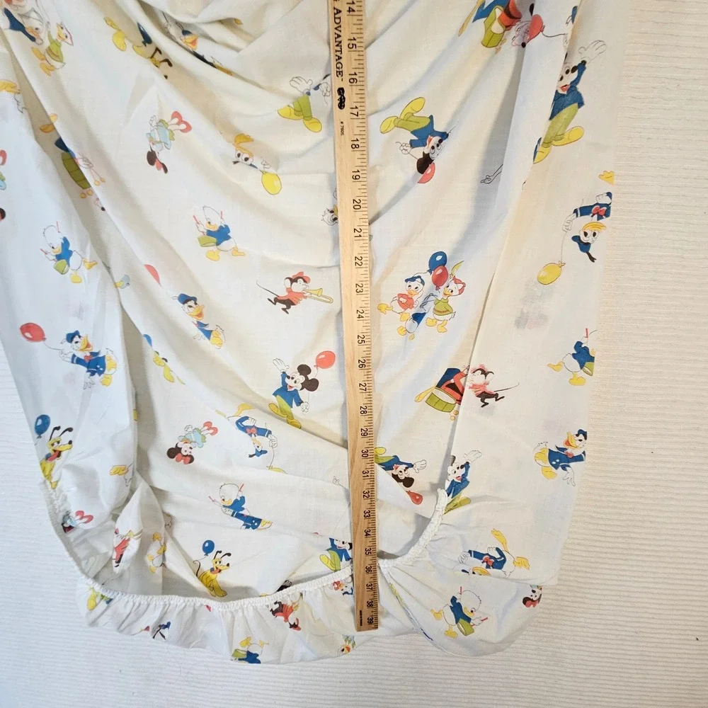 Vintage Disney Mickey Mouse Donald Duck Pluto Fit Crib Sheet White Multi Color